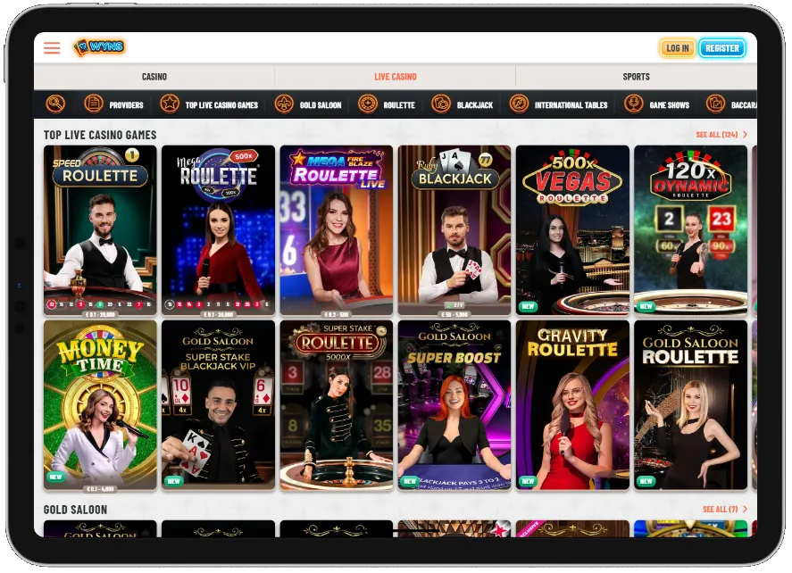 Wyns live casino tables